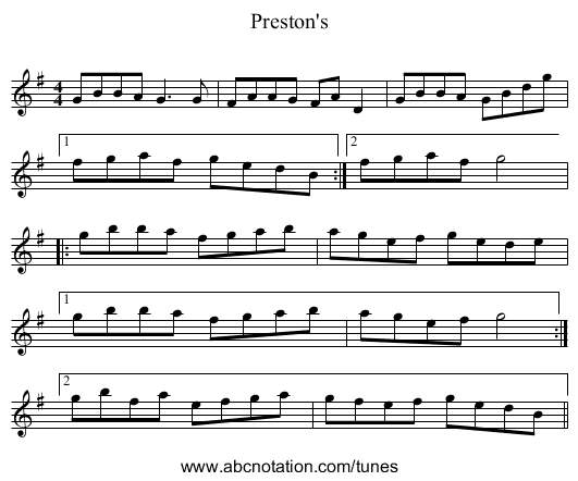Preston's - staff notation