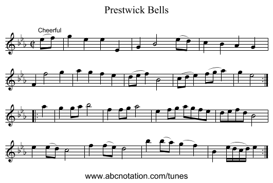 Prestwick Bells - staff notation