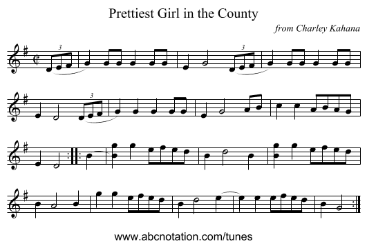 Prettiest Girl in the County - staff notation