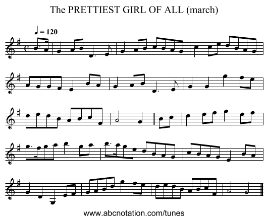 PRETTIEST GIRL OF ALL (march), The - staff notation