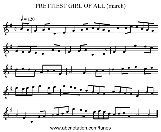 PRETTIEST GIRL OF ALL (march) - staff notation