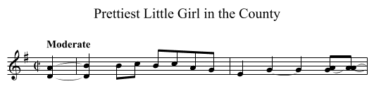 Prettiest Little Girl in the County - staff notation