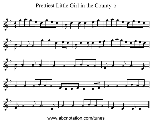 Prettiest Little Girl in the County-o - staff notation