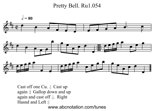 Pretty Bell. Ru1.054 - staff notation