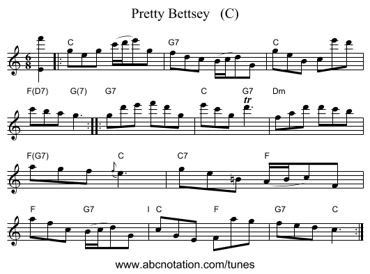 Pretty Bettsey   (C) - staff notation