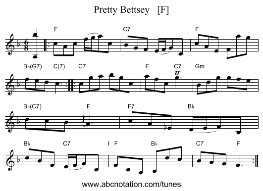 Pretty Bettsey   [F] - staff notation