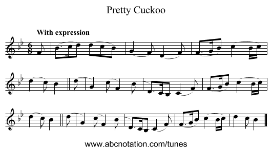 Pretty Cuckoo - staff notation