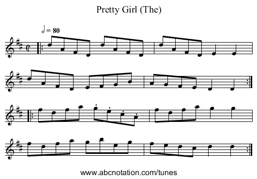 Pretty Girl (The) - staff notation
