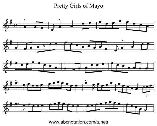 Pretty Girls of Mayo - staff notation