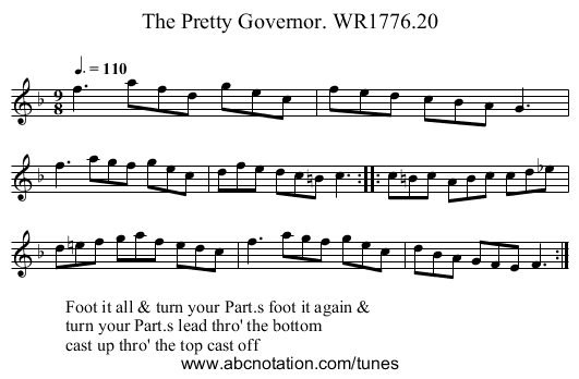 Pretty Governor. WR1776.20, The - staff notation