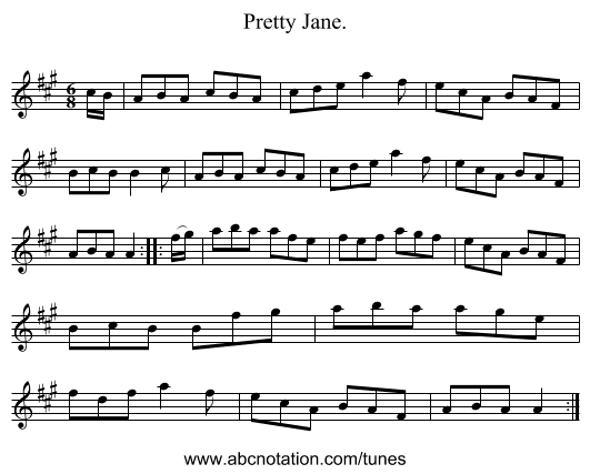 Pretty Jane. - staff notation