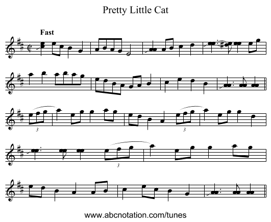 Pretty Little Cat - staff notation
