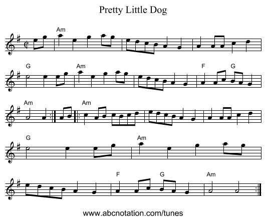 Pretty Little Dog - staff notation