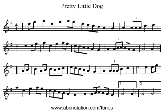 Pretty Little Dog - staff notation