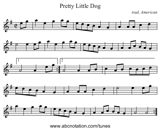 Pretty Little Dog - staff notation