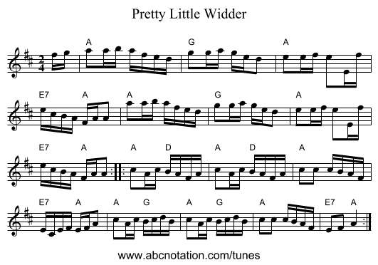 Pretty Little Widder - staff notation