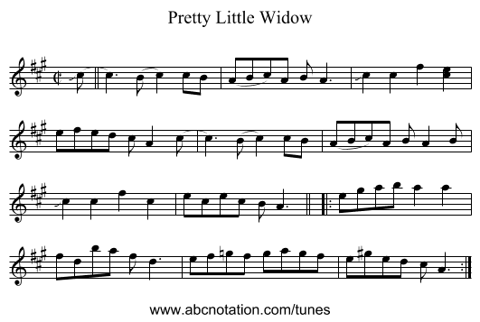 Pretty Little Widow - staff notation