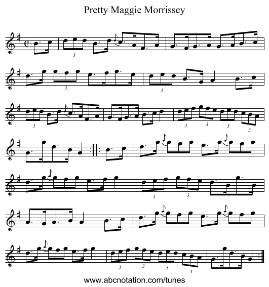 Pretty Maggie Morrissey - staff notation