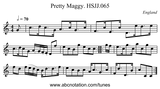 Pretty Maggy. HSJJ.065 - staff notation