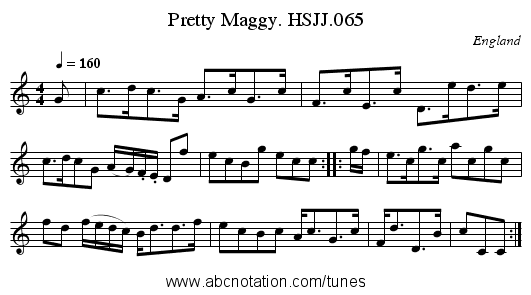 Pretty Maggy. HSJJ.065 - staff notation