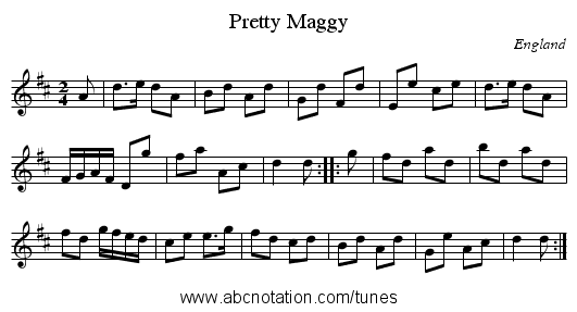 Pretty Maggy - staff notation