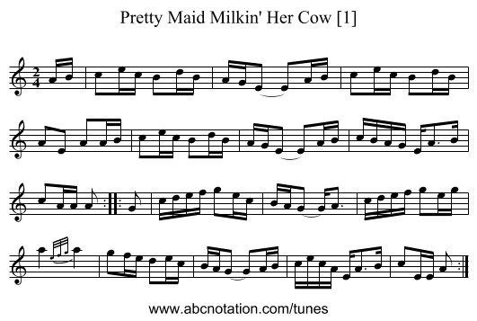 Pretty Maid Milkin' Her Cow [1] - staff notation