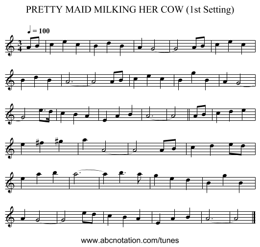 PRETTY MAID MILKING HER COW (1st Setting) - staff notation