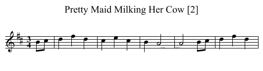 Pretty Maid Milking Her Cow [2] - staff notation