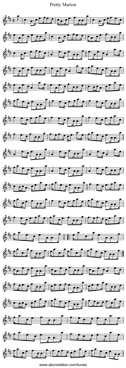 Pretty Marion - staff notation