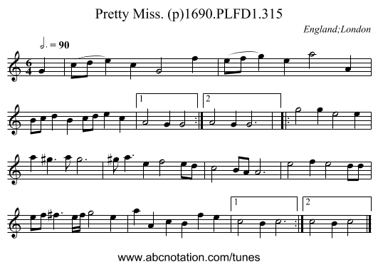 Pretty Miss. (p)1690.PLFD1.315 - staff notation