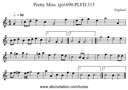 Pretty Miss. (p)1690.PLFD.315 - staff notation