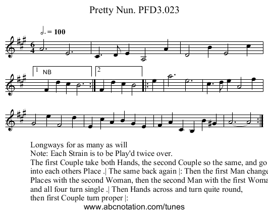 Pretty Nun. PFD3.023 - staff notation