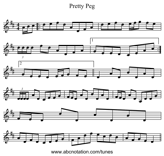 Pretty Peg - staff notation