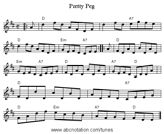 Pretty Peg - staff notation