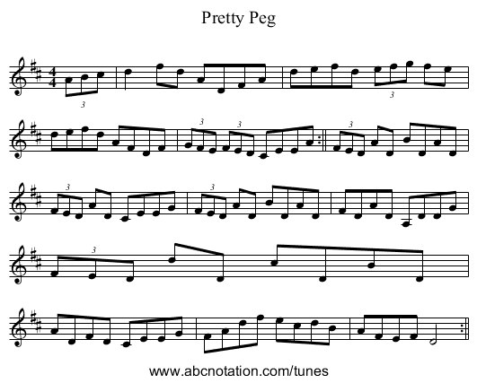 Pretty Peg - staff notation