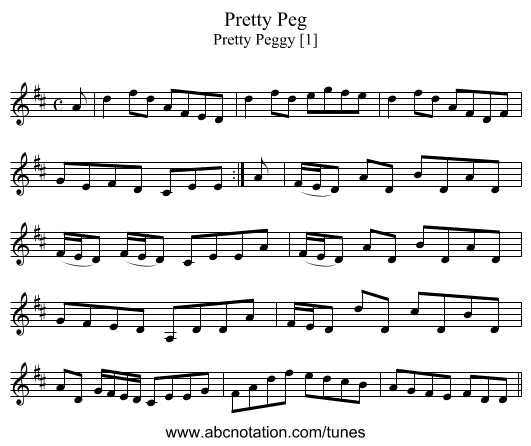 Pretty Peg - staff notation