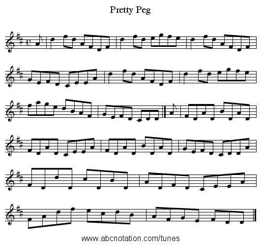 Pretty Peg - staff notation