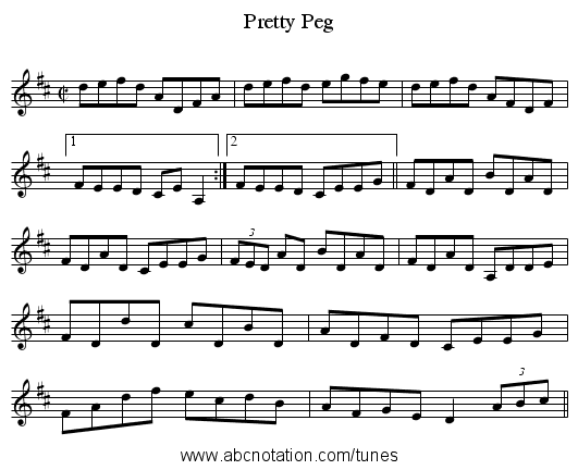 Pretty Peg - staff notation