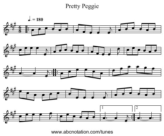 Pretty Peggie - staff notation