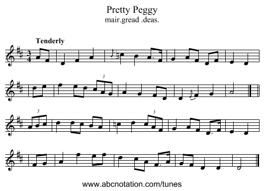 Pretty Peggy - staff notation