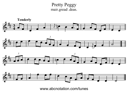 Pretty Peggy - staff notation