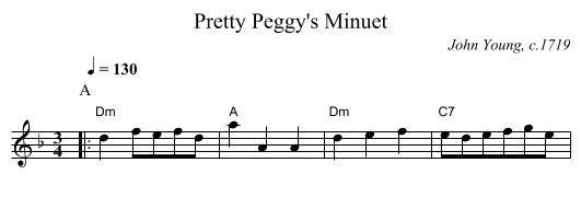 Pretty Peggy's Minuet - staff notation