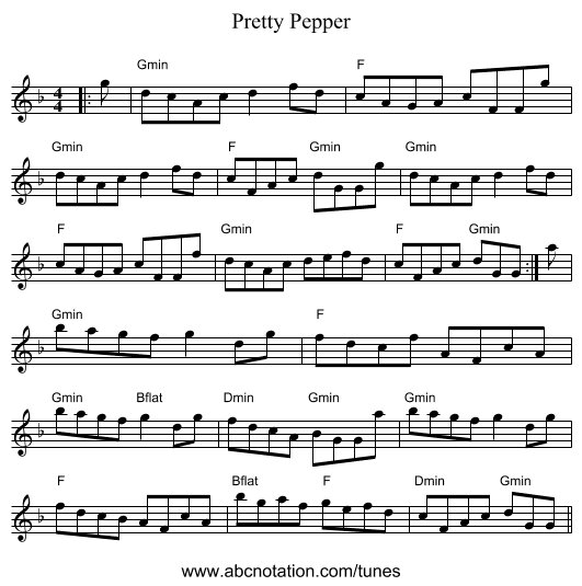 Pretty Pepper - staff notation