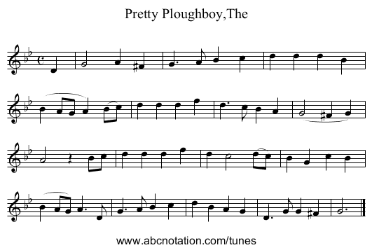 Pretty Ploughboy,The - staff notation