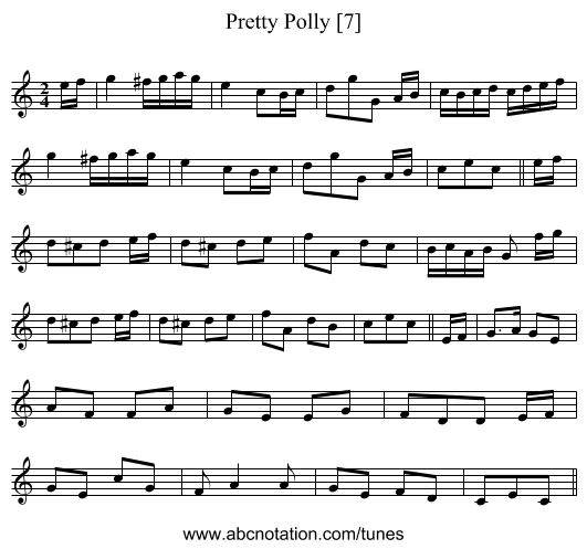 Pretty Polly [7] - staff notation