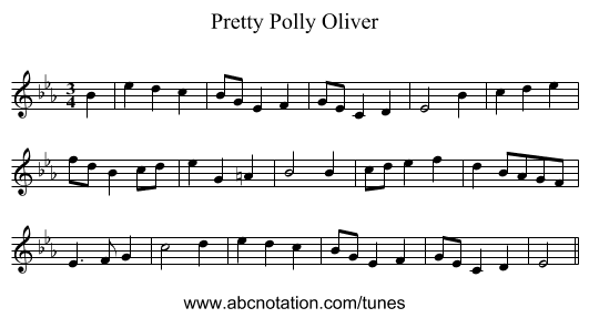 Pretty Polly Oliver - staff notation