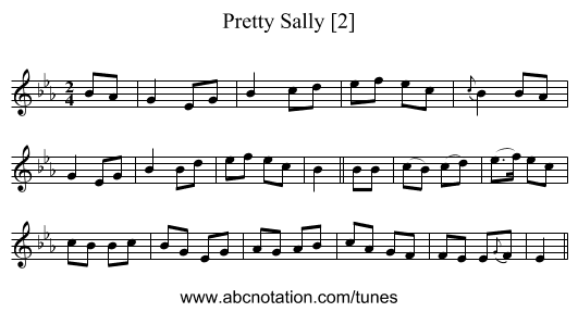 Pretty Sally [2] - staff notation