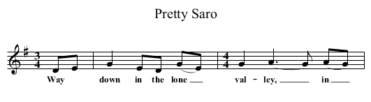 Pretty Saro - staff notation