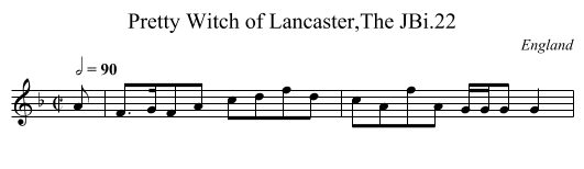 Pretty Witch of Lancaster,The JBi.22 - staff notation