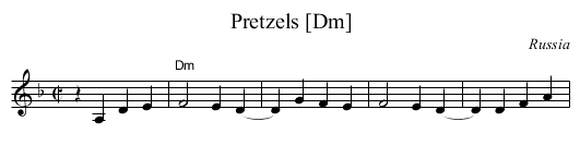 Pretzels [Dm] - staff notation